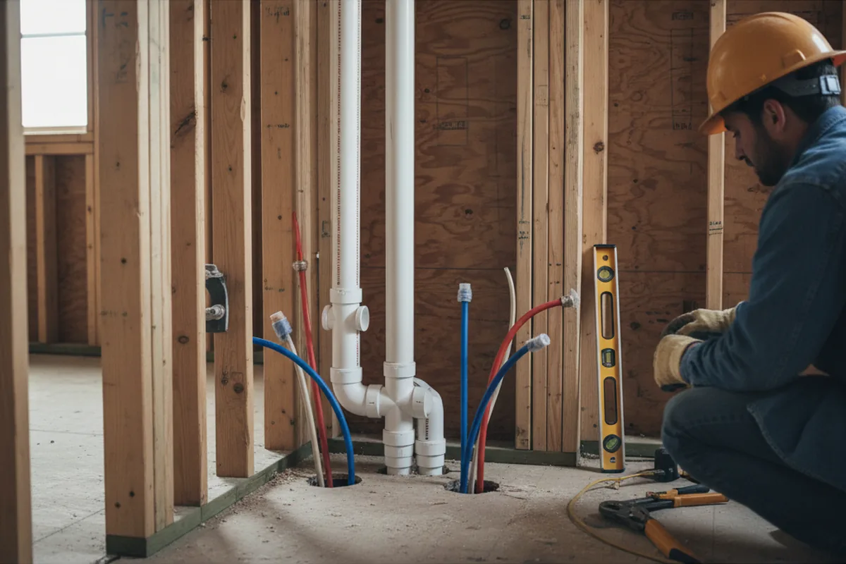 Drain and supply rough-in during Sump Pump Repair in Parrott